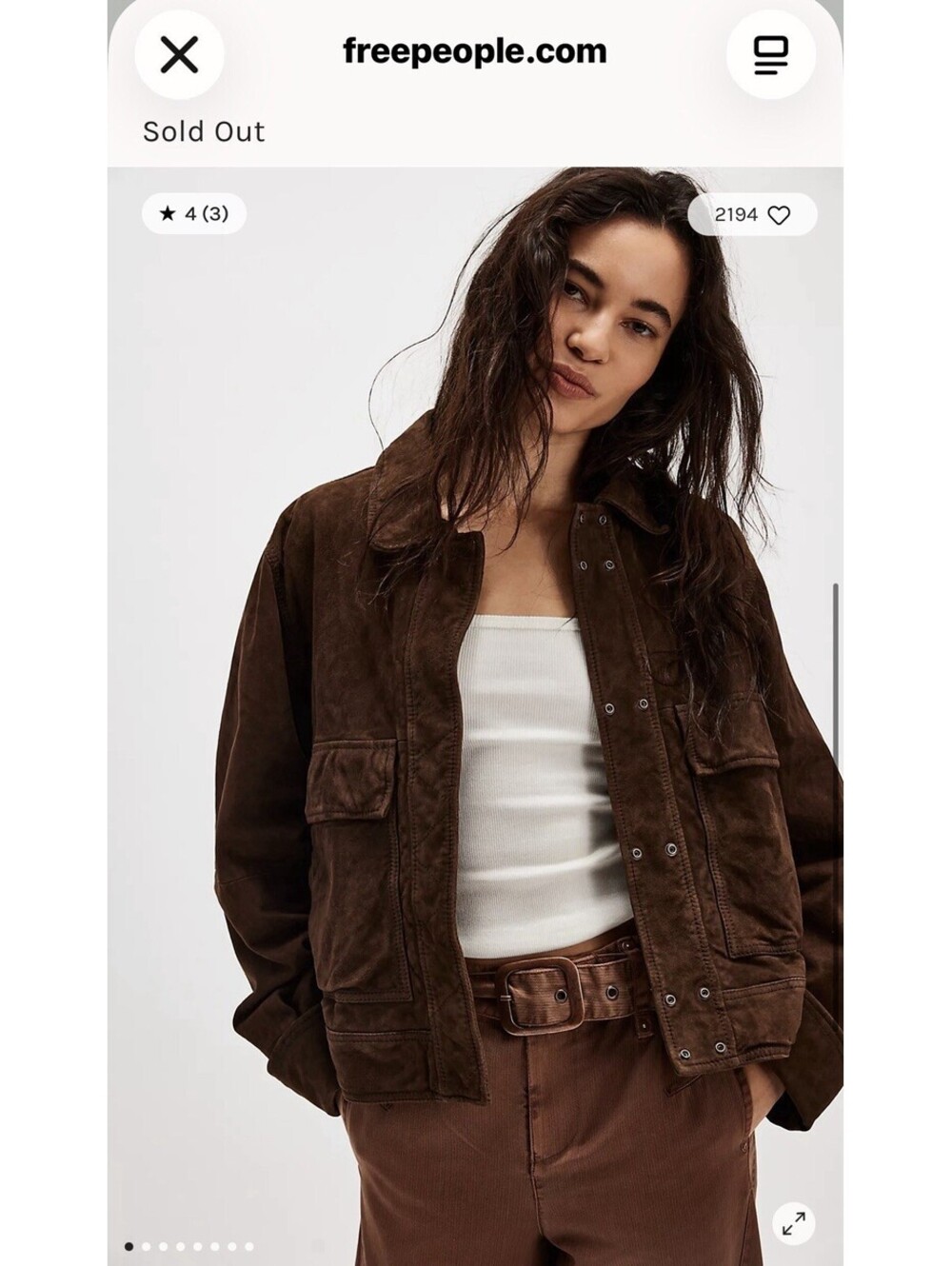 Free People x Yellowstone Suzy Suede Jacket Brown Goat Suede Sz L NWOT MSRP $598